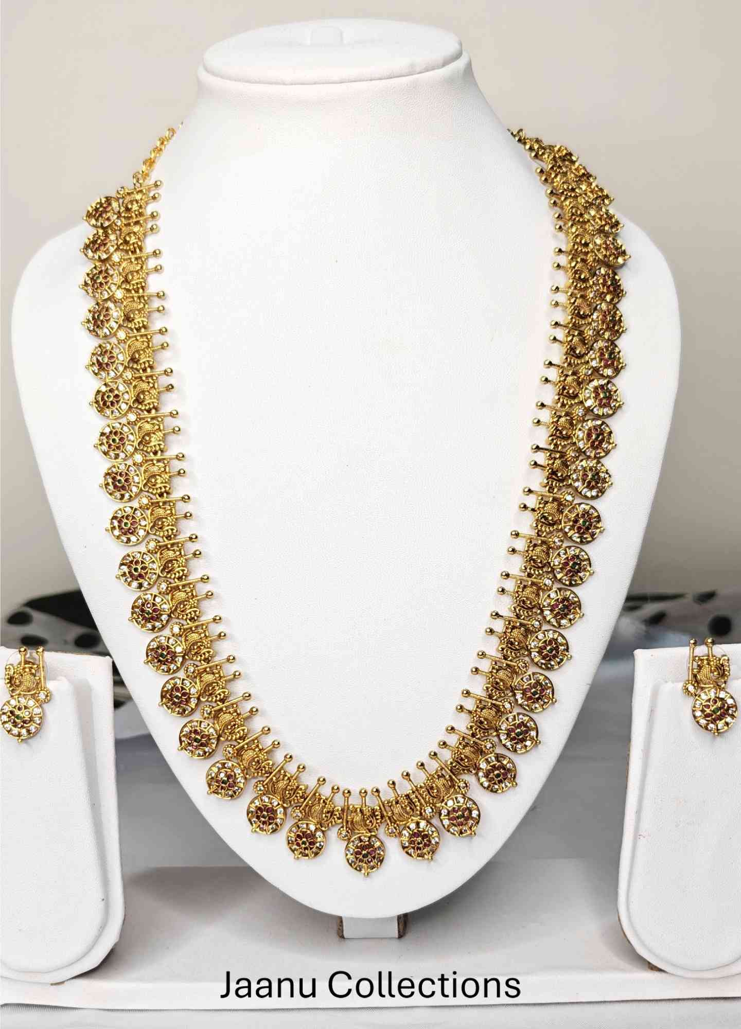 Jaanu Collections_Jewellery Collection_Peacock Trational Wear Long Haram and Earrings1