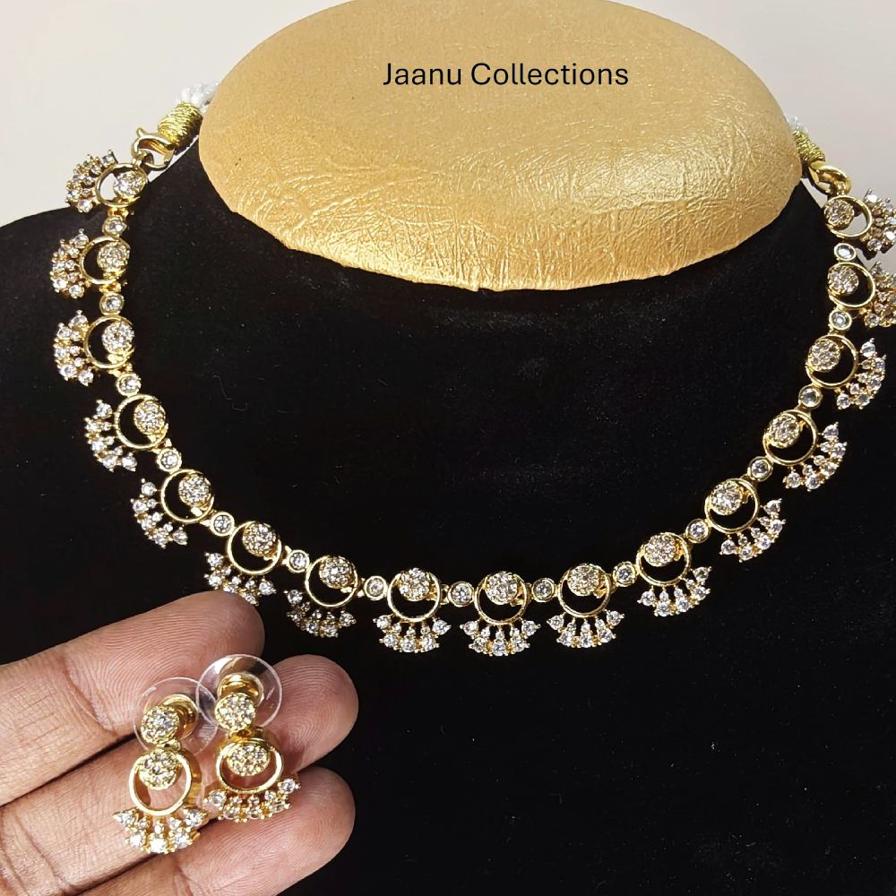 Jaanu Collections_Jewellery Collection_product Diamond Floral Necklace & Earrings 1