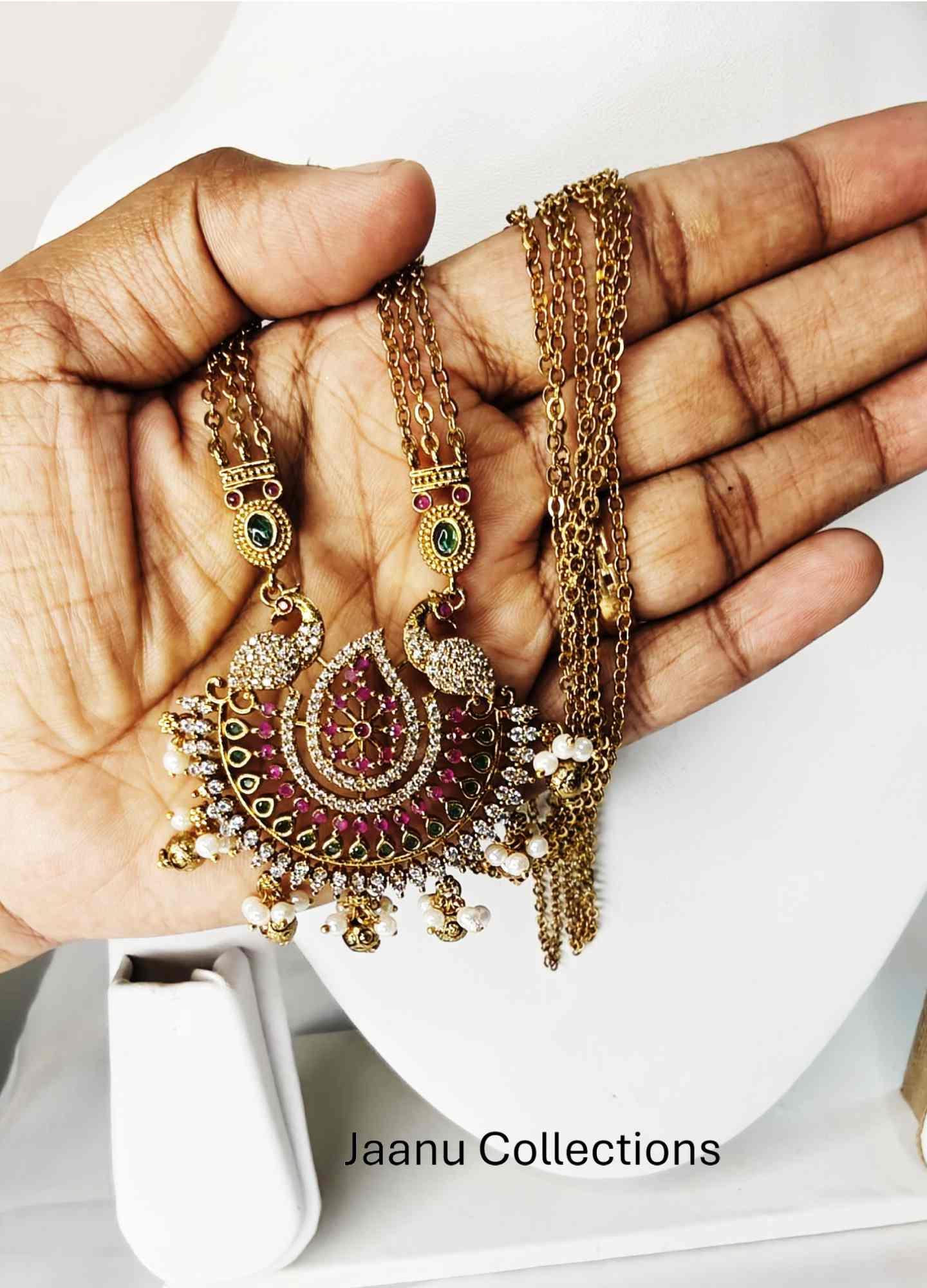 Jaanu Collections_Jewellery Collection_product Peacock Vintage long Chain Haram 1