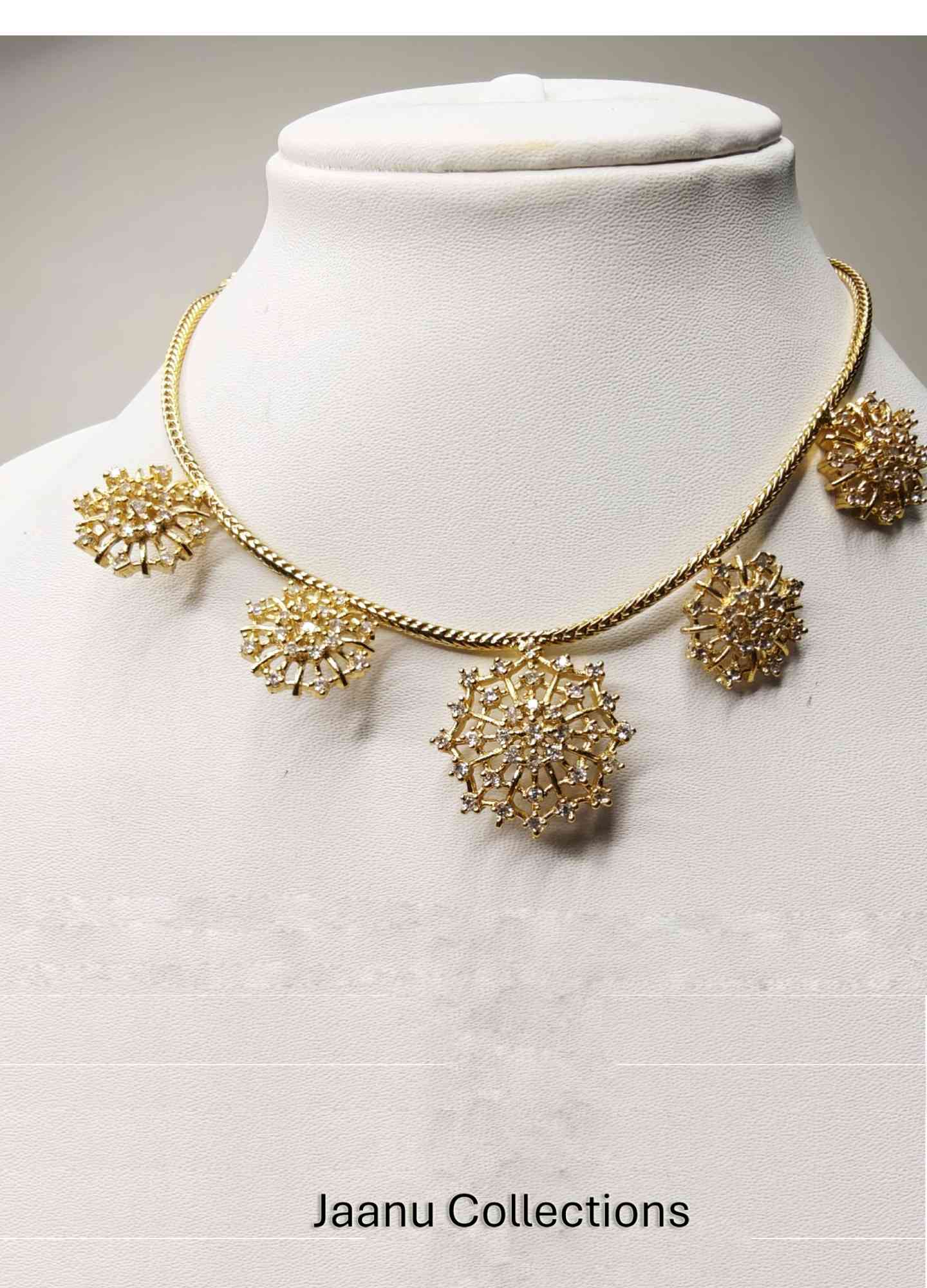 Diamond Web Chain Necklace With Earrings